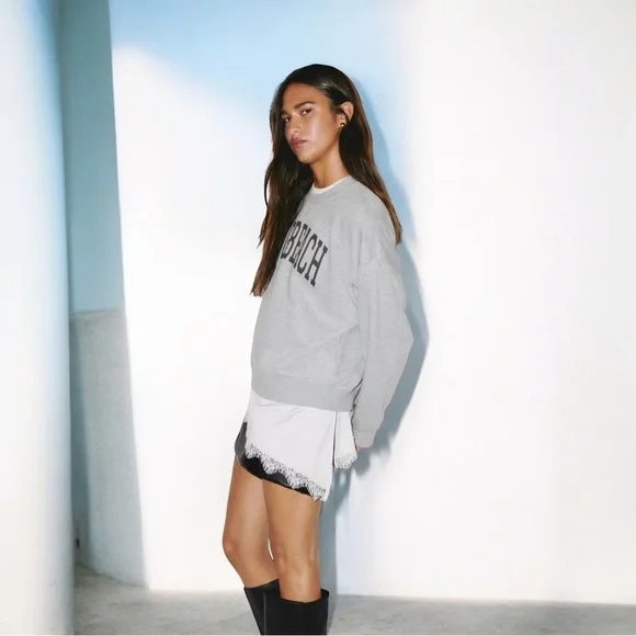 NEW H&M Sweatshirt with Printed Motif Long Beach Grey & Green Size Medium - Picture 7 of 11